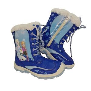 Disney Frozen Toddler Girls Pre-owned Blue w/Graphics Lined Winter Boots-sz. 10T